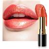 Lestpola Rossetto rosso lucido metallizzato, rossetto rosso glitterato con texture liscia idratante, a lunga durata, colore intenso, vegano, impermeabile, glitter per rossetto per donne 02