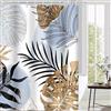 Uiiooazy Tenda Doccia Antimuffa, Tenda da Doccia 180x180cm Blu Boho Style Tropicale Foglie di Palma Giallo Giungla Tende da Bagno Tessuto Lavabile Impermeabile Tende per Vasca da Bagno con 12 Anelli
