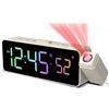 Netzu Sveglia con Proiezione per Soffitto Pareti, Sveglia Digitale con Proiettore 180°, Visualizzazione della Temperatura, Display LED, 4 Livelli di Luminosità, 3 Livelli di Volume (Beige-rgb)