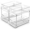 Ixydor 2 Pezzi Organizer Sottolavello Cucina, 2 Livelli Clear, Tirare Fuori, Organizer Sottolavello per Bagno, Cucina, Camera da Letto, Armadietto, Minimalista, Trasparente