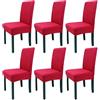 Leeyunbee 6 Pezzi Coprisedie con Schienale Elastica, Rosso | Lavabile, Sfoderabile, Poliestere-elastam, Facile da Pulire, Fodere per Sedie, per Sala da Pranzo, Cucina Cerimonia Matrimoni