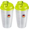 Westmark Shaker Mixery, 2 Pz. - Grandi shaker con disco mescolatore removibile e scala graduata per preparare condimenti e frullati - Verde mela, 0,5 L