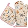 Arquiel Guanti Da Forno Presina Set Di 2, 100% Cotone Addensare Guanti Da Forno A Microonde, Presine Da Cucina Morbida Resistenti Al Calore Per Arrostire, Cuocere(gatto dei cartoni animati)