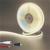 Clearhill Nastro LED COB 12V 5mm (senza alimentatore),16.4FT/5M,bianco naturale4000K,400LED/m,DC femmina5521,10W/m,CRI90,5000lm,pannello biadesivo elettroplaccato,IP20