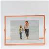 LEEMASING Cornice portafoto galleggiante, in metallo e vetro, da tavolo, per San Valentino, matrimonio, casa o ufficio, adatta per foto da 20 x 15 cm (oro rosa, 20 x 15 cm)