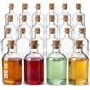 gouveo Set da 24 bottiglie in vetro tipo farmacia rotonde (0,25 l) con tappo in sughero con etichette per liquore sciroppo olio aceto e decorazione (AFRT250SKE)