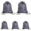 KATLKIU Nero Zaino con coulisse Grigia, 5 pezzi, 34 cm x 43 cm, Sacca Sportiva in Poliestere 210D, Borsa Palestra Uomo Donna,utilizzabile per viaggi, sport all'aria aperta,Borsa Multiuso Resistente