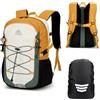 GES Zaino da trekking multifunzione da 30 litri con parapioggia, resistente zaino da trekking per scuola, lavoro, campeggio, trekking, ciclismo e sport all'aria aperta, cachi, 30 Litres