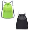 FuninCrea Confezione da 2 sacchetti da palestra impermeabili in tessuto con coulisse con cinghia regolabile, sacca sportiva unisex per palestra, accessori sportivi per viaggi, palestra, verde e nero.,