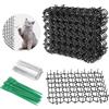 MXTIMWAN 12 Pezzi Tappetino Repellente per Gatti, 15x20cm Stuoie di Spine Anti-Gatto + 12 Unghia Macinata a Forma di U + 20 Cravatta Verde, Tappetino per Gatti con Punt Punte per Prato Giardino
