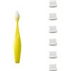 Caliquo Spazzolino da denti per bambini ricaricabile: 1 manico + 7 ricariche per teste | Ecologico & Zero rifiuti | Testine intercambiabili | Made in France (Giallo)
