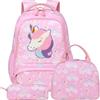 Kimwadalh Zaini Unicorno per Bambina Zaino Scuola Elementare Ragazza 3 in 1 Set da Zainetto Scuola Ragazza Borse Scuola Bambina