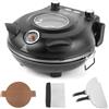 KLAIF Forno elettrico per pizza da banco con pietra in ceramica da 31 cm, due controlli di temperatura regolabili, inclusi 4 utensili per pizza, LMC-Nero