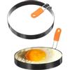 QUARKZMAN 2 Pezzi Anelli Per Uova 6 Antiaderente Anello Per Pancake | Acciaio Inossidabile, Con Manico In Silicone, Per Piastra Uova Sandwich Omelette Colazione
