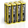 POWXS Batteria AAA 1100 mAh, 8 pezzi, batterie ricaricabili AAA, 1.2 V, NiMH, ricaricabile 1,200 volte, alta capacità, nessun effetto memoria, precaricato e pronto all'uso