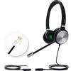 Yealink Cuffie per telefono da ufficio YHS36 QD a RJ9, cuffie cablate compatibili con telefoni Poly Snom Grandstream, cuffie VoIP fisse da scrivania, con microfono, cavo doppio/170 g/2,1 m