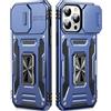 OLHAOMAO Cover per iPhone 13 Pro con Support À 360°,[Anello Magnetico Cavalletto][Copertura Fotocamera Scorrevole] Caso di Protezione delle lenti Militare per iPhone 13 Pro, 6,1,Blu