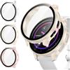Kamita [3Pezzi] Kamita Custodia Compatibile con Garmin Venu 3S 41mm, Antiurto Duro PC Bumper Case con Protezione Dello Schermo in Vetro Temperato, Custodie Protettiva per Garmin Venu 3S (Chiaro+Rosa+Bianco)