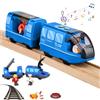 Vmxlso Trenino Elettrico per Bambini, Trenino Legno Bambini ad Azione a Batteria, Treno Giocattolo per Bambini, Connessione Magnetica Trenino Giocattolo, Treno Elettrico per Bambini(Blu)