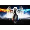 WACYDSD Puzzle 1000 Pezzi Puzzle 3D Anime Angel Girl Ali Ghiaccio E Fuoco Poster E Stampato Wall Art Picture for Living Room Home Decoration Gift