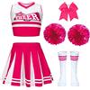 PIXUYE Vestito da cheerleader ragazze Costume da cheerleader bambine con pompon e calzini uniforme Vestiti Carnevale Bambina per Halloween Carnevale Festività set per feste di compleanno，Pink-130