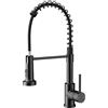 Rainsworth Rubinetto da cucina nero in acciaio inox - Due tipi di getto d'acqua ad alta pressione estraibile rubinetto da cucina con doccetta estraibile, girevole a 360°, adatto per cucine e camper