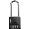 NOVLOCK Lucchetto con combinazione arco lungo 7 cm - impermeabile e resistente, codice a 4 cifre, per esterni e interni: cancelli, recinzioni, capanni, armadietti, depositi, armadi - 1 pezzo, nero