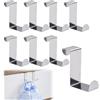 Generic 8 ganci da porta da 1,8 cm e 4 cm, a doppia testa, in acciaio inox, a forma di Z, reversibili, senza foro, salvaspazio, per armadio, cucina, camera da letto, bagno (argento)