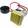 Gebildet Tester di Tensione di Corrente CA da 22mm con Display a LED a 3cifre Voltmetro Multifunzione Amperometro Misuratore di Frequenza Multimetro AC 50-500V 0-100A 0-99Hz (Giallo, Quadrato)