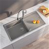 evineo line 350 lavello da cucina con ripiano laterale La: 100 P: 50 cm, ELD100LGR, line 350 grigio [Lavelli da Cucina > per Base Sottolavello a partire da 60 cm]