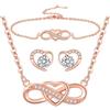 LYL.Adorer LYL. Adorer Set Completo di Gioielli per Donna, Collana Bracciale Orecchini placcati Oro Rosa, Simbolo Infinito e Cuore, Regalo di Lusso