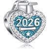 Vegaine Cuore di Laurea Blu 2026 Charms per Braccialetti Graduation Charm Gioielli Regali per Donne