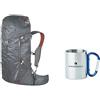 Ferrino Set Trekking: Zaino Rutor Unisex Adulto + Tazza con Moschettone Grigio 300ml 7x8cm