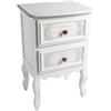 DRW Comodino con 2 cassetti in legno MDF bianco decape 66,5x40,5x35 cm