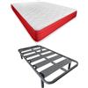 DUÉRMETE ONLINE Letto Completo con Materasso Lite Reversibile (Lato Inverno/Estate) + Rete Rinforzata 40 x 30 mm con 6 Gambe Metalliche filettate, Lega di Acciaio, Grigio, 105 x 190