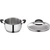Lagostina Gioiosa Casseruola Fonda con 2 Maniglie, Acciaio Inox, Diametro 22 cm, 4.0 Litri & Gioiosa Coperchio con Manigliai in Bakelite, Acciaio Inox 18/10, Diametro 22 cm