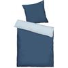 Herding TOM TAILOR Set di biancheria in raso, 80x80 cm + 135x200 cm, 100% cotone, con bordatura e ricamo del logo, con chiusura a cerniera, FINE STRIPES blu scuro e azzurro (Dark Navy & Sky Blue)