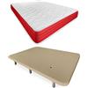 DUÉRMETE ONLINE - Letto completo con materasso Lite reversibile + base imbottita rinforzata beige con 6 gambe metalliche filettate, 90 x 190