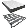DUÉRMETE ONLINE Letto completo con materasso viscoelastico Bio Nature + rete rinforzata 40 x 30 mm con 6 gambe metalliche filettate, acciaio legato, grigio, 150 x 190