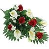 Flair Flower Decorazione per sepoltura con rose artificiali e calla, 48 cm, decorazione per sepoltura di cimitero, decorazione per il cimitero, decorazione per la tavola, fiori di seta
