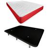DUÉRMETE ONLINE - Letto completo con materasso Lite reversibile + base imbottita rinforzata colore nero con 6 gambe metalliche filettate, 135 x 190 cm