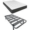 DUÉRMETE ONLINE - Letto completo con materasso viscoelastico Bio Nature + rete rinforzata 40 x 30 mm con 4 gambe metalliche filettate, 90 x 190