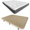 DUÉRMETE ONLINE - Letto completo con materasso viscoelastico Bio Nature + base imbottita rinforzata beige con 6 gambe metalliche filettate, 105 x 190