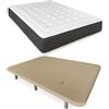 DUÉRMETE ONLINE - Letto completo con materasso viscoelastico Bio Nature + base imbottita rinforzata beige con 6 gambe metalliche filettate, 105 x 190