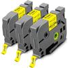 Pristar 3x Tubo Termoretraibile Ricambio per Brother Ptouch HSe-621 HSe621 HSc-621 8,8 mm Nero su Giallo per Brother PT-E110VP PT-E550WSP PT-E100 PT-E300 PT-D210VP PT-E310BTVP PT-E560BTVP