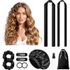 LitBear Heatless Curls Overnight - Bigodini Heatless Curls Overnight, 2 misure, da donna, con cappa per dormire, senza calore, con scrunchies e clip per capelli lunghi e medi (nero)
