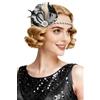 BABEYOND Fascia per capelli anni '20 con piume e piume, accessorio per costume di Carnevale in stile Charleston, accessorio per costume di Carnevale in stile anni '20, colore: bianco e nero