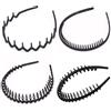 BigCheer Cerchietto elastico per capelli da uomo, a zigzag, opaco, antiscivolo, nero, diversi stili, adatto per sport, fitness, trucco quotidiano (4 pezzi)