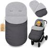 Totsy Baby Sacco passeggino invernale nanna 90x45 cm - coprigambe universale neonato termico per cybex yoyo e altri passeggini perfetto per ragazzi e ragazze Boucle certificato Oeko-Tex Grigio Scuro