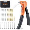 VEVOR Kit Rivettatrice per Filettati a Cricchetto da 230 mm con Sola Mano, 8 Mandrini, Punta per Trapano a Gradini e 80 Dadi, con Robusta Custodia per Il Trasporto, per Montaggi Metallici, Mobili